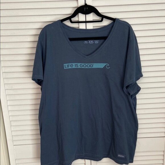 Women’s Life Is Good Crusher-Lite V-Neck Tee XXL - Picture 1 of 6